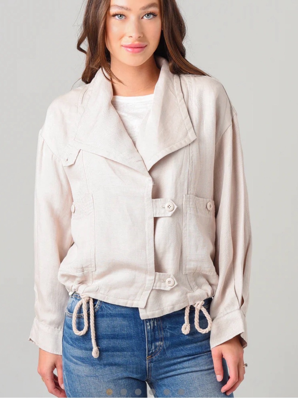 Joie Cream Gally Drawstring Utility Jacket